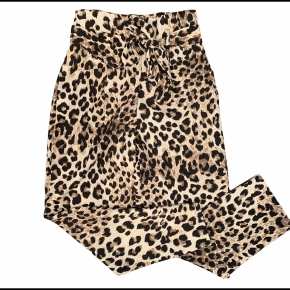 Unknown Pants - Paper Bag Hi Waist Leopard Pants